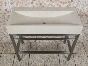 Edelstahl Krakatau Marmor Waschbecken mit Hahnloch 100x47x94 cm.