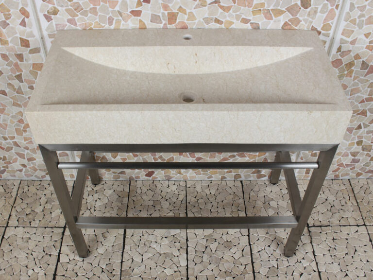 Edelstahl Krakatau Marmor Waschbecken mit Hahnloch 100x47x94 cm.