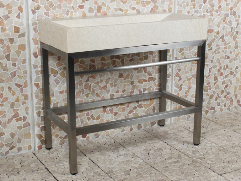 Edelstahl Krakatau Marmor Waschbecken mit Hahnloch 100x47x94 cm.