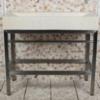 Edelstahl Krakatau Marmor Waschbecken mit Hahnloch 100x47x94 cm.