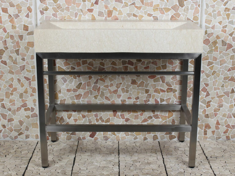 Edelstahl Krakatau Marmor Waschbecken mit Hahnloch 100x47x94 cm.