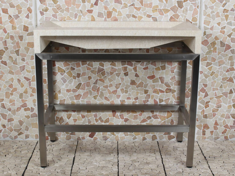 Edelstahl Krakatau Marmor Waschbecken ohne Hahnloch 100x47x94 cm.