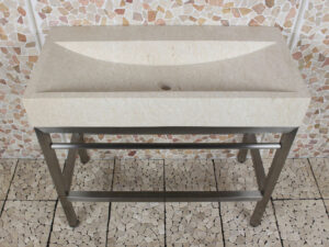 Edelstahl Krakatau Marmor Waschbecken ohne Hahnloch 100x47x94 cm.