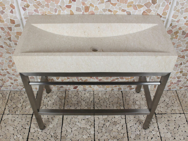 Edelstahl Krakatau Marmor Waschbecken ohne Hahnloch 100x47x94 cm.