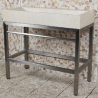 Edelstahl Krakatau Marmor Waschbecken ohne Hahnloch 100x47x94 cm.