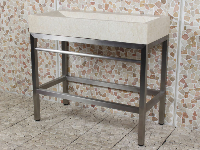 Edelstahl Krakatau Marmor Waschbecken ohne Hahnloch 100x47x94 cm.