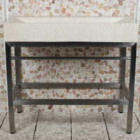 Edelstahl Krakatau Marmor Waschbecken ohne Hahnloch 100x47x94 cm.