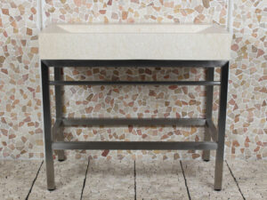 Edelstahl Krakatau Marmor Waschbecken ohne Hahnloch 100x47x94 cm.