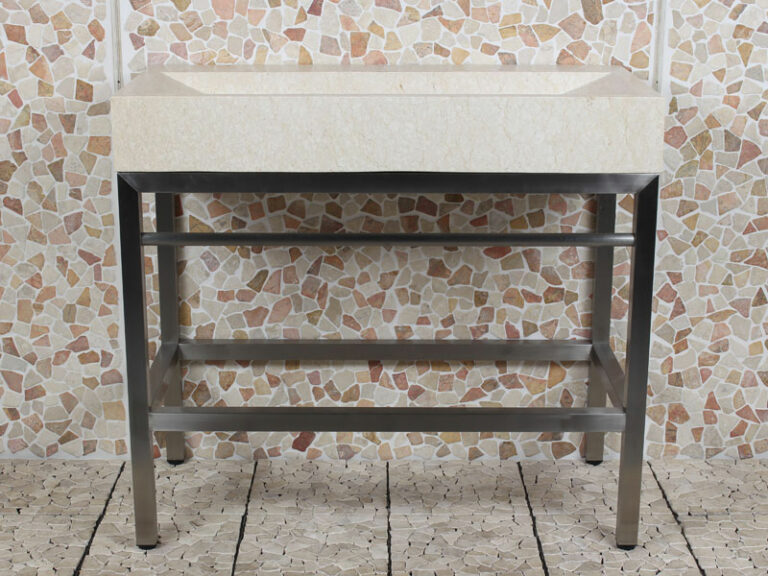 Edelstahl Krakatau Marmor Waschbecken ohne Hahnloch 100x47x94 cm.