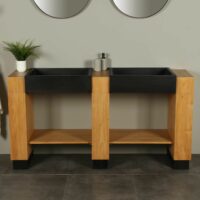 Badezimmermöbel Galunggung Double mit Waschbecken Terrazzo 168 cm zk