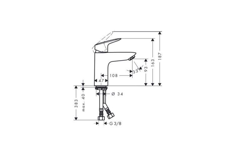 HGrohe Logis 100 Waschtisch Batterie Ausladung 108 mm Chrom