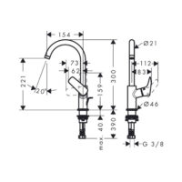 HGrohe Logis 210 Waschtisch Batterie schwenkbar Ausladung 154 mm Chrom