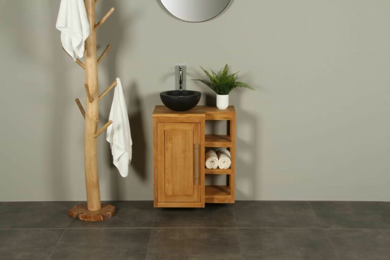 WC-Möbel Hängeschrank Kerinci Teakholz 60 cm Tür Links