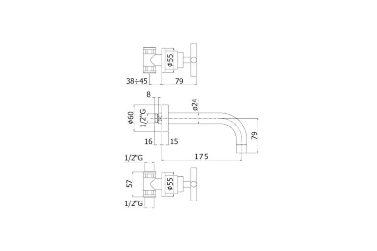 Paffoni Quattro Dreilochbatterie Ausladung 175 mm Chrom