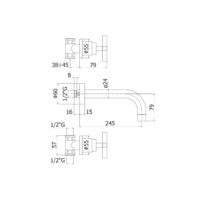 Paffoni Quattro Dreilochbatterie Ausladung 245 mm Chrom