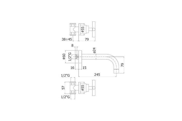 Paffoni Quattro Dreilochbatterie Ausladung 245 mm Chrom