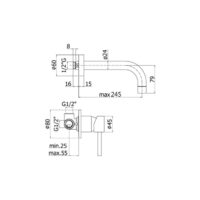 Paffoni Stick Zweilochbatterie Ausladung 245 mm Chrom