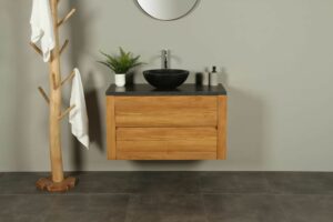 Badmöbel Teakholz Batur 100 cm mit Hartstein Tischplatte