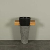 Wandhängendmöbel Teak Tambora Single mit Waschsäule Terrazzo 70 cm