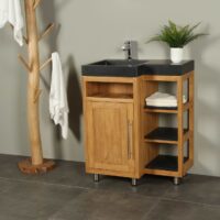 Kerinci Cabinet Teakholz Tür Links Basaltstein 75 cm