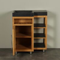 Kerinci Cabinet Teakholz Tür Links Basaltstein 75 cm