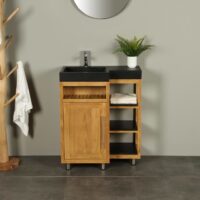 Kerinci Cabinet Teakholz Tür Links Terrazzo Waschbecken 75 cm