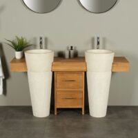 Badmöbel Tambora mit Terrazzo Waschsäulen Cremefarbig