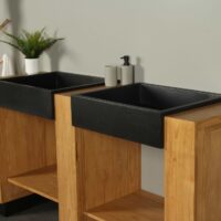 Badezimmermöbel Galunggung Double mit Waschbecken Terrazzo 168 cm zk