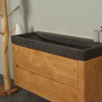 Badmöbel Teakholz Ambang 120 cm Hartstein Waschbecken zk