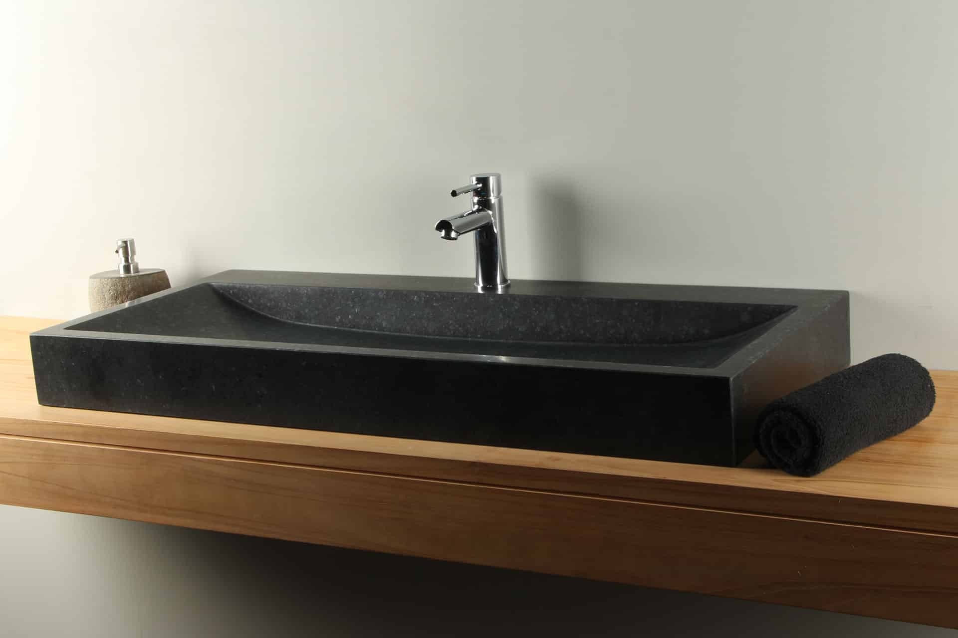 Basaltstein Waschbecken 100 cm BE-003-1k - Badkamer Exclusief