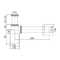 Siphon Standart Verchromt 1¼ BE-I210