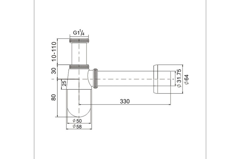 Siphon Standart Verchromt 1¼ BE-I210