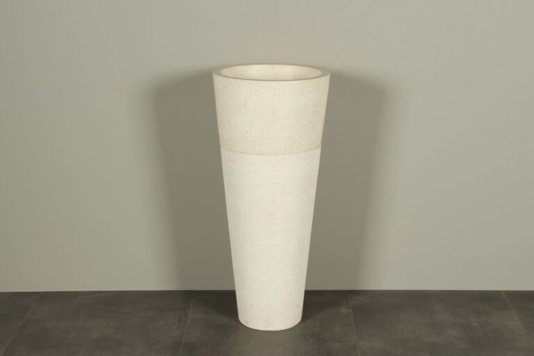 Terrazzo Waschbeckensäule Creme 90 cm Rundwaschbecken TZS PS01