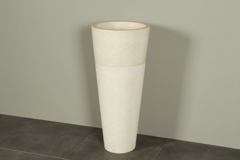 Terrazzo Waschbeckensäule Creme 90 cm Rundwaschbecken TZS PS01