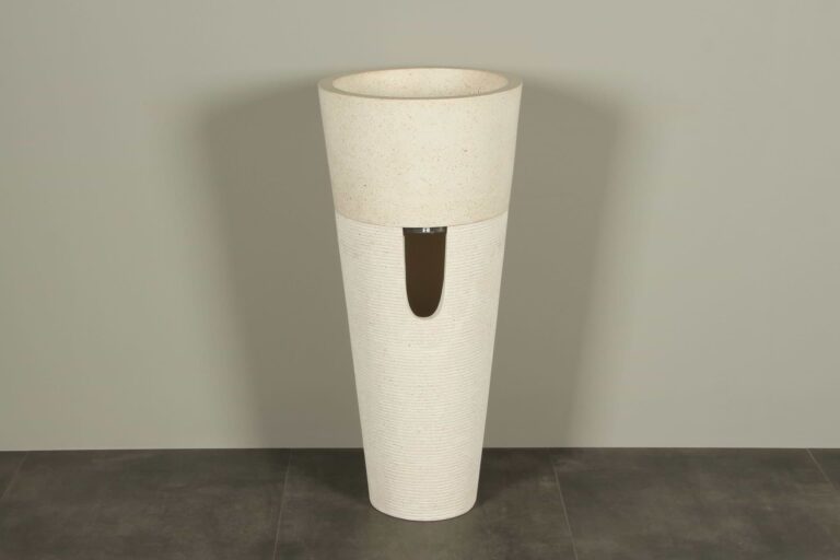 Terrazzo Waschbeckensäule Creme 90 cm Rundwaschbecken TZS PS01