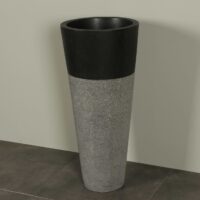 Waschsäule Schwarz 90 cm Terrazzo Waschbeckensäule TZS PS01