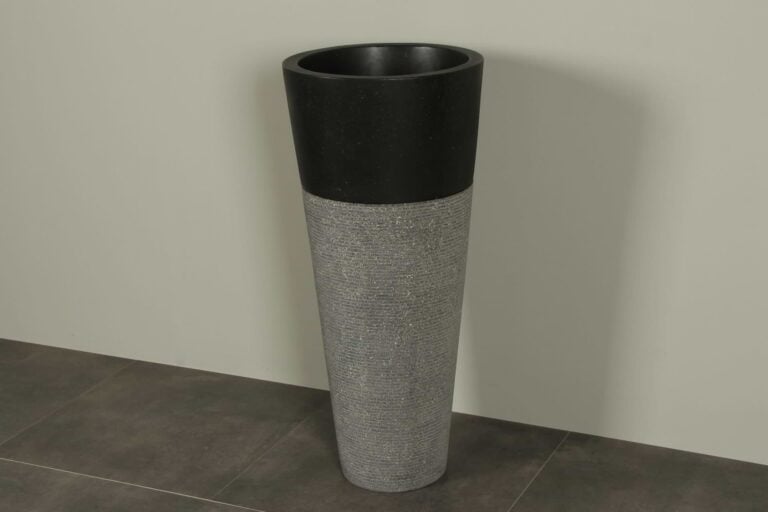 Waschsäule Schwarz 90 cm Terrazzo Waschbeckensäule TZS PS01