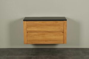 Badmöbel Teakholz Batur 100 cm mit Basalt Tischplatte