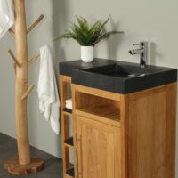 Kerinci Cabinet Teakholz Tür Links Basaltstein 75 cm