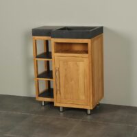 Kerinci Cabinet Teakholz Tür Links Basaltstein 75 cm