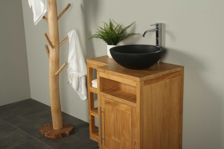 Badmöbel Teak Kerinci Cabinet Teakholz Tür Rechts 75 cm