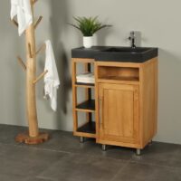 Kerinci Cabinet Teakholz WaschtischTür Rechts Terrazzo Waschbecken 75 cm