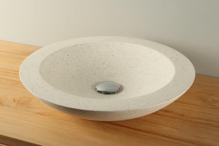 Waschschale Creme Ø 45 cm Handwaschbecken Terrazzo TZS 017S