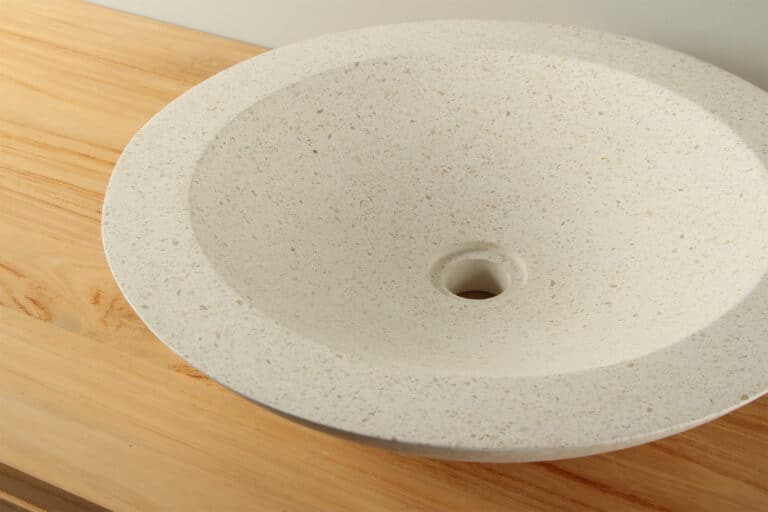 Waschschale Creme Ø 45 cm Handwaschbecken Terrazzo TZS 017S