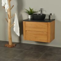 Badmöbel Teakholz Batur 80 cm mit Basalt Tischplatte