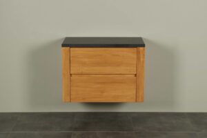 Badmöbel Teakholz Batur 80 cm mit Basalt Tischplatte