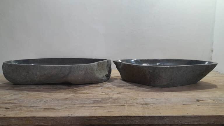 Doppelwaschbecken Flussstein Satz RXXL250303AB, 76x36x15 cm