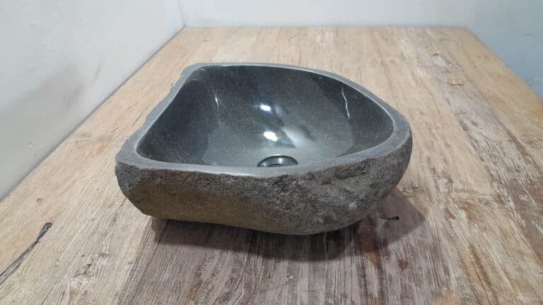 Aufsatzwaschbecken aus Flussstein RS250340, 38x37x15 cm