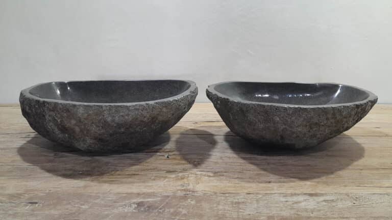 Doppelwaschbecken Flussstein RM250321AB, 47x37x15 cm
