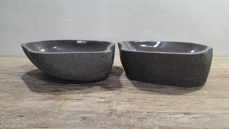 Doppelwaschbecken Flussstein RM250319AB, 46x37x15 cm